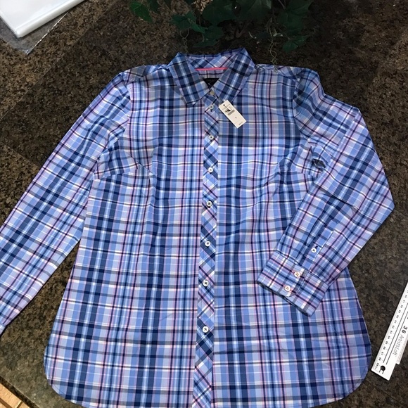 Talbots Size Small Long Sleeve Cotton Top‎ Blues and Pink - Picture 2 of 3